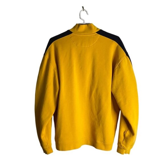 Chaps Men's Yellow 1/4 Zip Striped Long Sleeve Sweatshirt - Picture 7 of 9